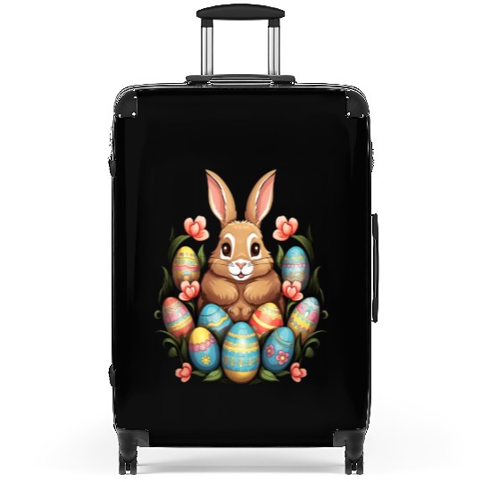 Easter Bunny Rabbit Colorful Eggs Easter Egg Hunt Suitcases