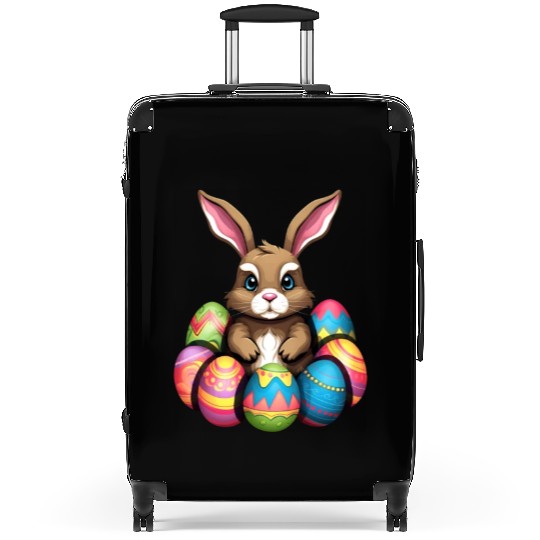 Easter Bunny Rabbit Colorful Eggs Easter Egg Hunt Suitcases