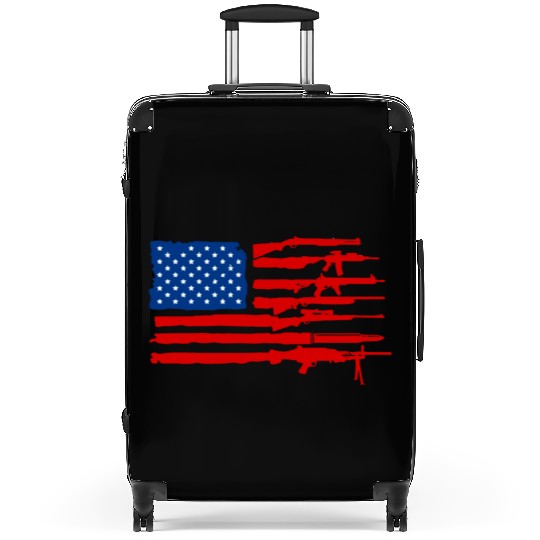 Gun Rifles American Flag Suitcases