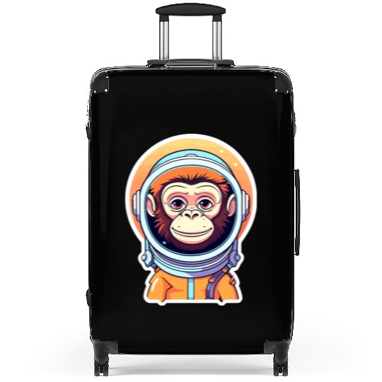 Monkey Ape Astronaut Illustration Suitcases