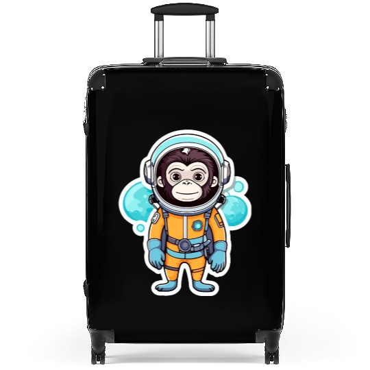 Monkey Ape Astronaut Illustration Suitcases