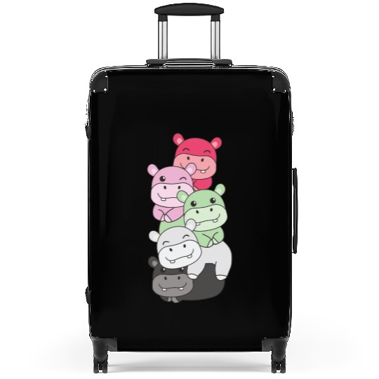 Recipromantic Flag Pride Lgbtq Cute Hippo Suitcases