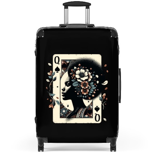 Black Queen Poker Tarot Card African American Suitcases
