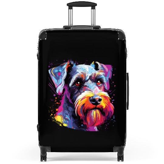 Watercolor Colorful Miniature Schnauzer Suitcases