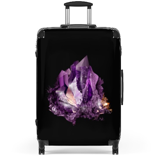 bright purple amethyst crystal motif Suitcases