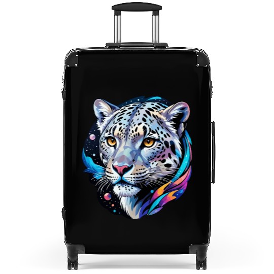 Cosmic Snow Leopard - Ethereal Animal Portrait Suitcases