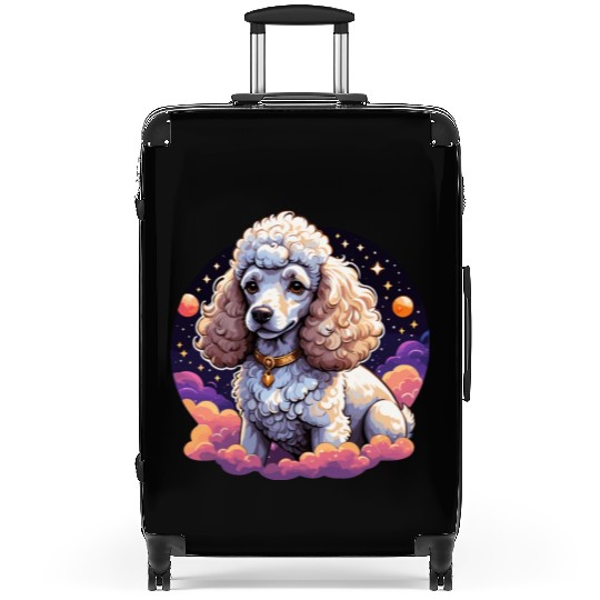 Celestial Poodle in Space Illustration Suitcases