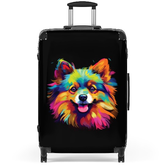Watercolor Colorful Pomeranian Suitcases