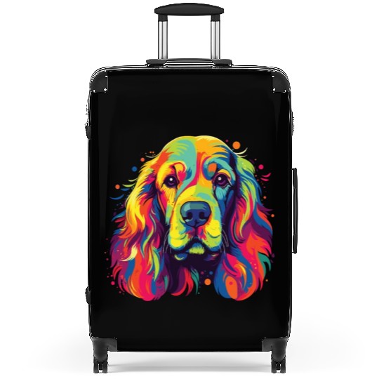 Watercolor Colorful American Cocker Spaniel Suitcases