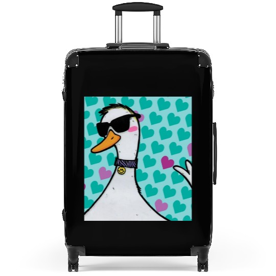 90s Raver Cartoon Duck, Party Animal, Kids Room Suitcases