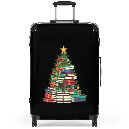 Bookworm Christmas Tree books Suitcases