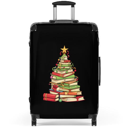 Bookworm Christmas Tree books Suitcases