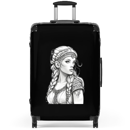 Viking female hairstyles grayscale Suitcases