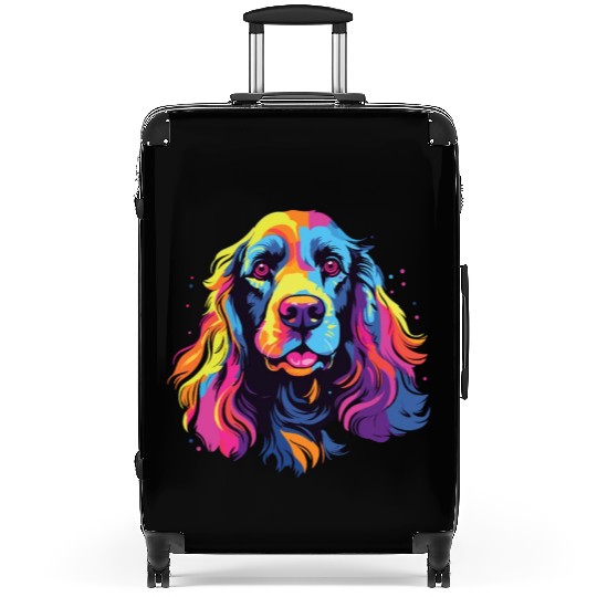 Watercolor Colorful American Cocker Spaniel Suitcases