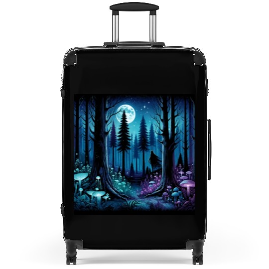 Mystic Moonlit Enchanted Forest Suitcases