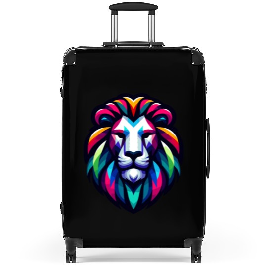 Vibrant Spectrum Lion - Abstract Wildlife Majesty Suitcases