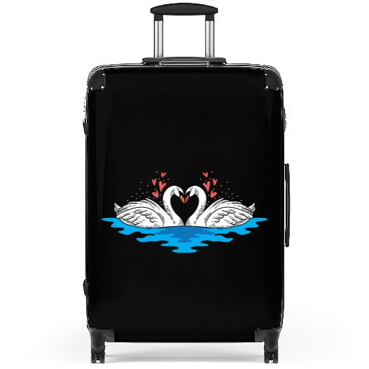 Couple Heart Swan Husband and Wife Gift Suitcases