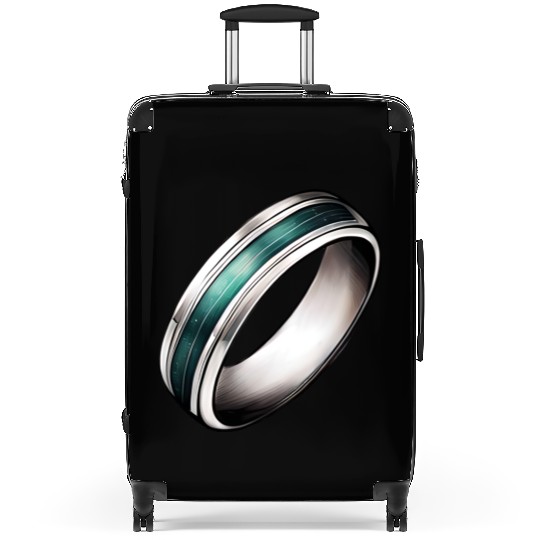 Silver Ring With Green Inlay Jewelry Suitcases