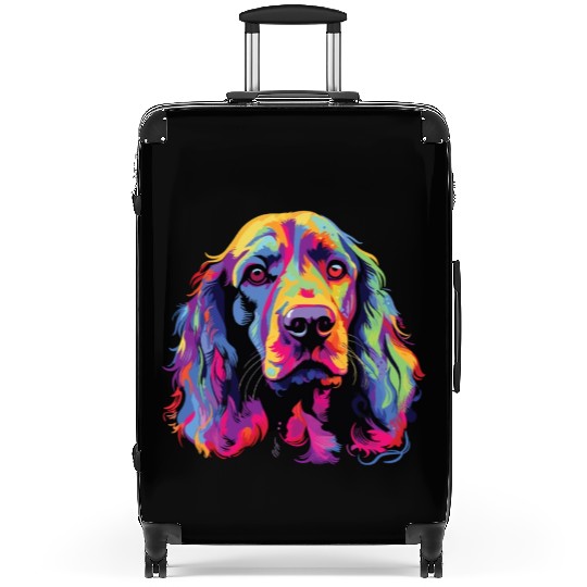 Watercolor Colorful American Cocker Spaniel Suitcases