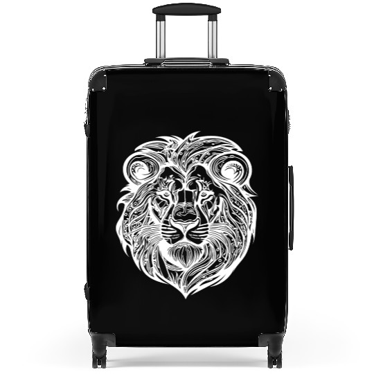 Wild Lion Head Mane Big Cat Tattoo Suitcases