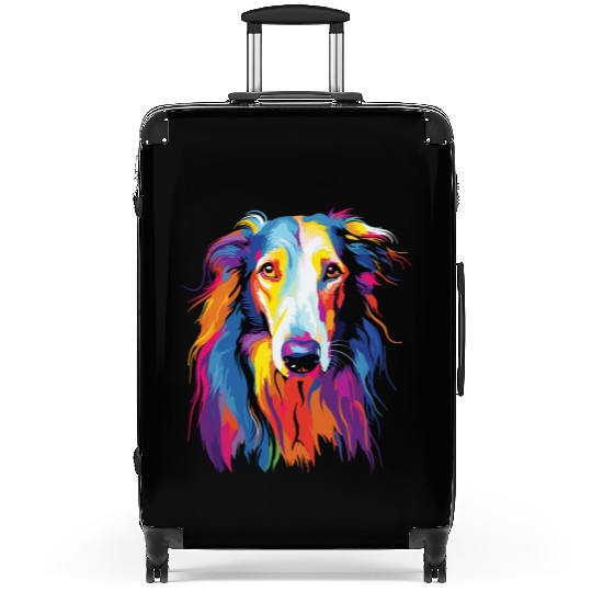 Watercolor Colorful Russian Greyhound Suitcases