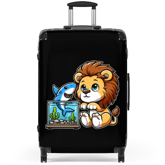 Lion in Aquarium: Fish & Shark Suitcases