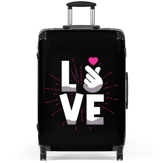 Love Korean Finger Heart K-Pop Love K-Drama Suitcases