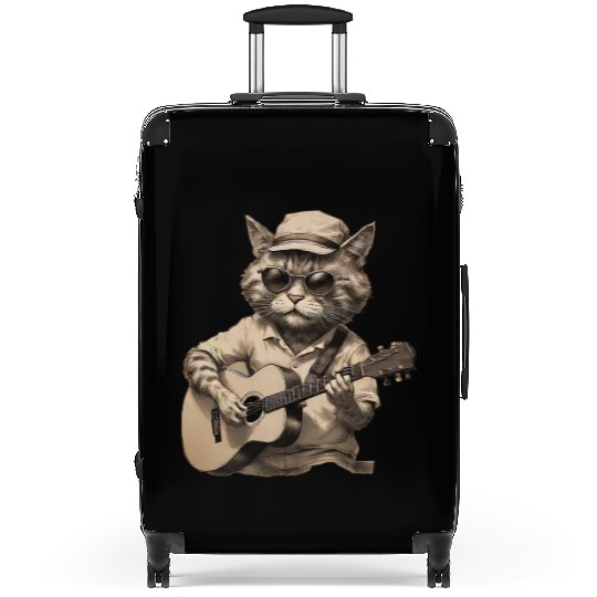 Cat Playing Guitar Suitcases