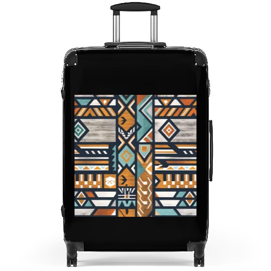 Urban Tribal Pattern - Aztec - Concrete and Wood Suitcases