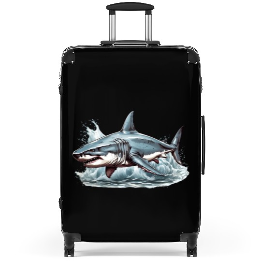 Angry great white shark Suitcases