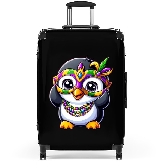 Mardi Gras Penguin Party Suitcases