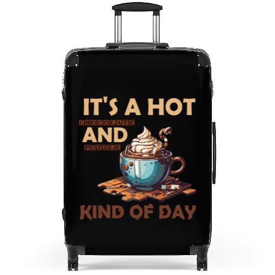 hot chocolate and puzzle kind of day Vintage retro Suitcases