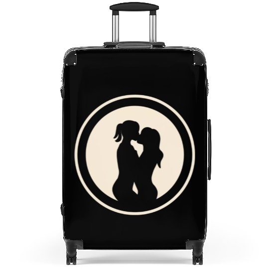 Silhouette of Lesbian Couple Suitcases