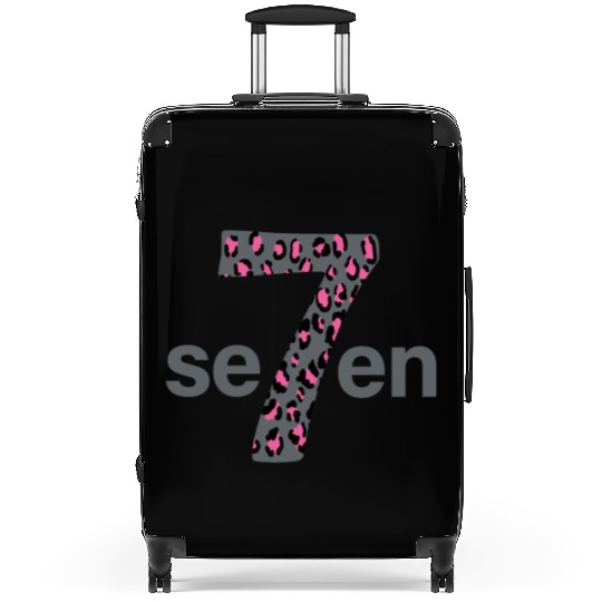 Seven in pink animal print Suitcases