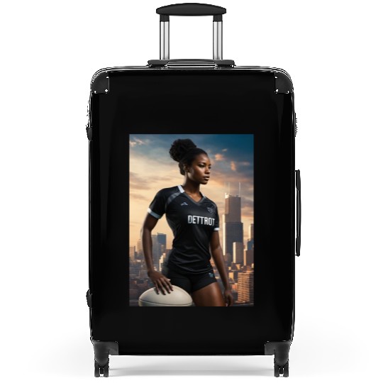 Beautiful Black Woman Football Detroit article Suitcases