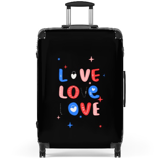White Red Pink Light Blue Black Bold Valentine Suitcases