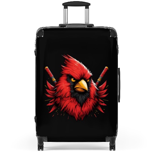 Red Northern Cardinal As Ninja Symbol Of Bravery Suitcases