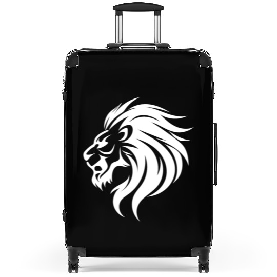 Angry Lion Head Tattoo Style Waving Mane Suitcases