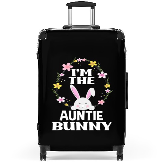 I Am Auntie Easter Bunny Flower Wreath Easter Suitcases