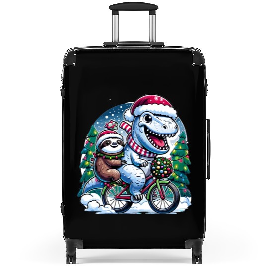 Winter Wonderland T-Rex and Sloth Cycling Duo Suitcases