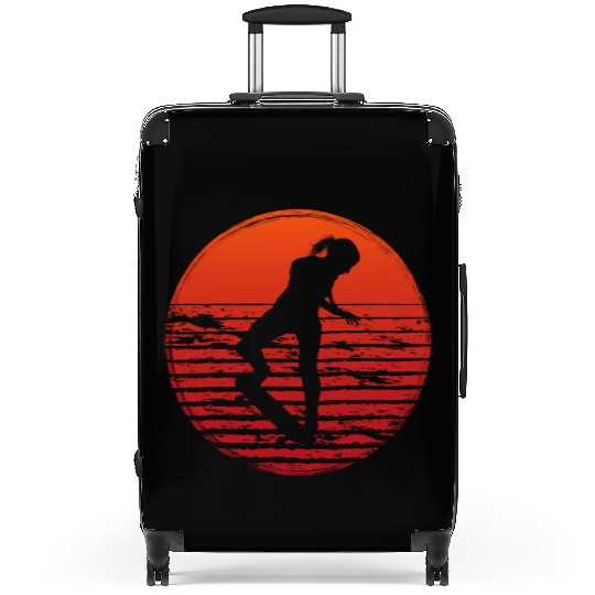 Retro Skater Girl Skateboarder Skateboard Suitcases