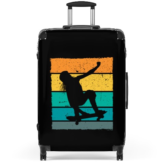 Retro Skater Girl Skateboarder Skateboard Suitcases