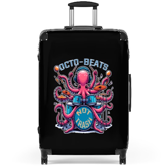 Octo Beats Not Trash, Eco Friendly Octopus Drummer Suitcases