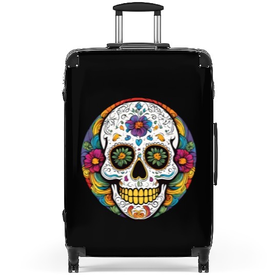 Sugar skull rainbow Suitcases