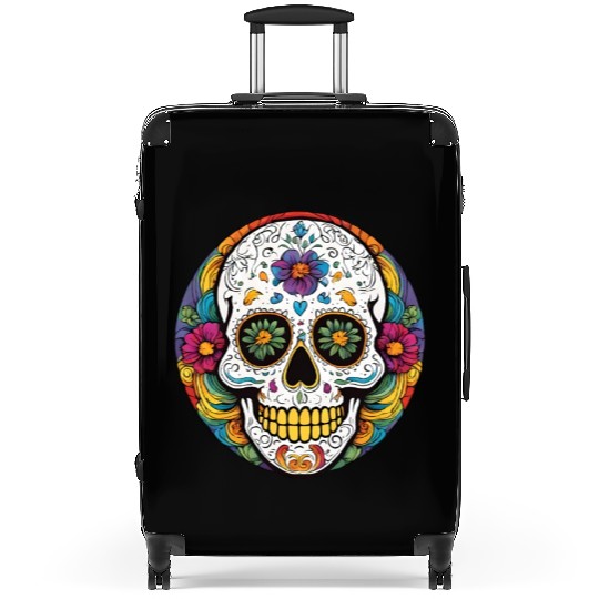 Sugar skull rainbow Suitcases
