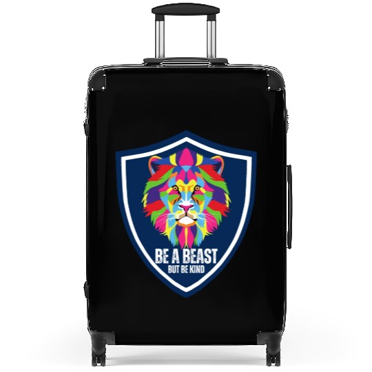 Colorful Lion Be a beast but be kind lion face Suitcases