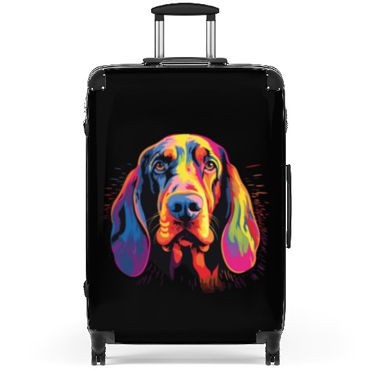 Watercolor Colorful Black And Tan Coonhound Suitcases