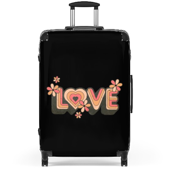 1960s Retro Hippie Floral Love Design Suitcases