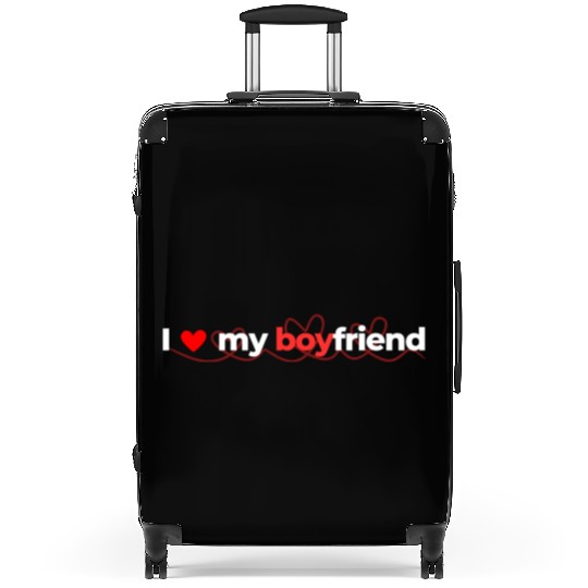 i love my boyfriend Suitcases
