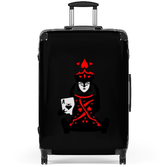 Queen of Hearts Holds Ace of Spades Vector 3 Color Suitcases